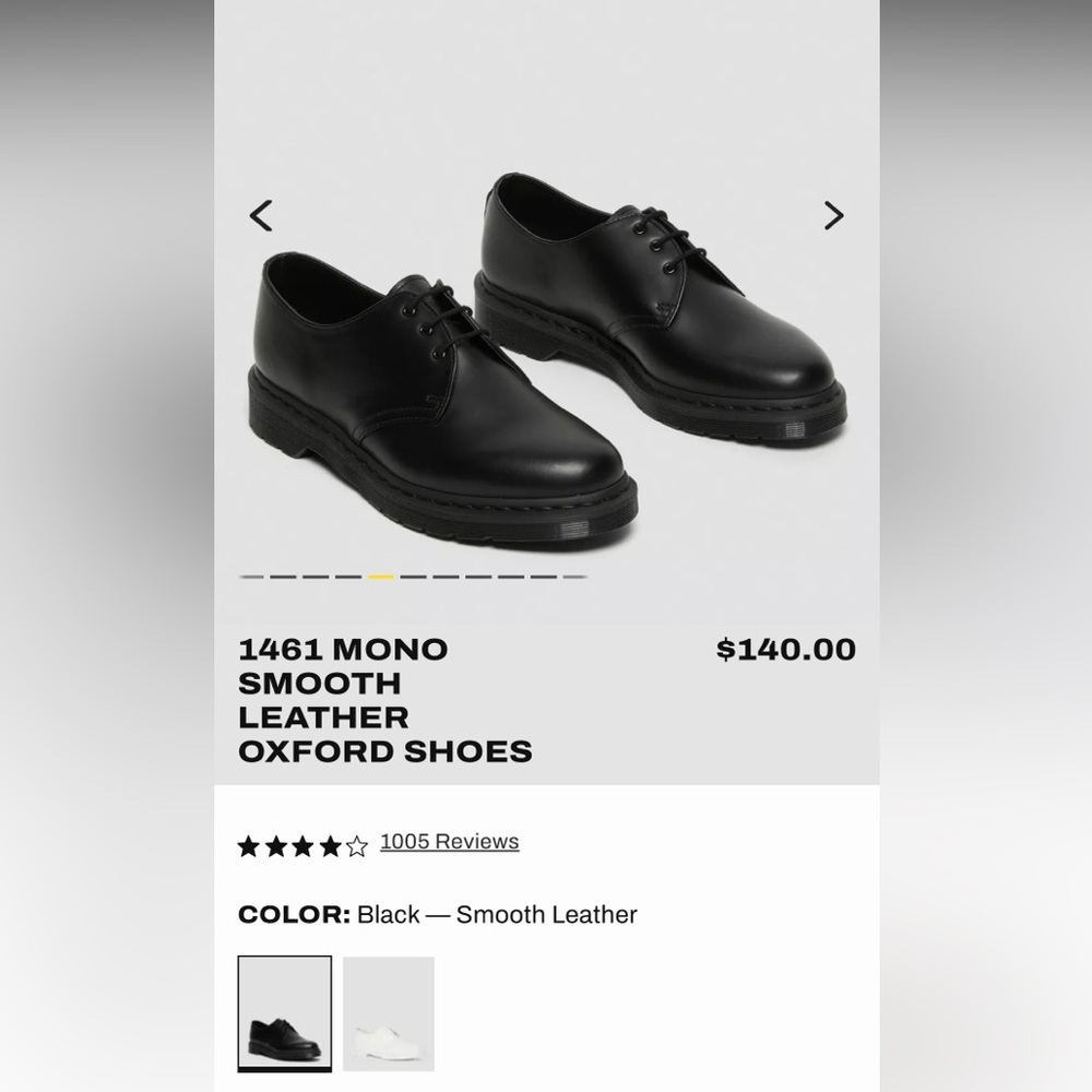 1461 MONO SMOOTH LEATHER OXFORD SHOES
Doc Martens (unisex)
